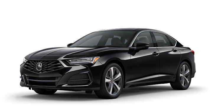 2025 Acura TLX with Technology Package in Majestic Black Pearl front three-quarter in a studio lighting (Premium Sport Sedan) 2025 Acura TLX with Technology Package in Majestic Black Pearl front three-quarter in a studio lighting (Premium Sport Sedan)